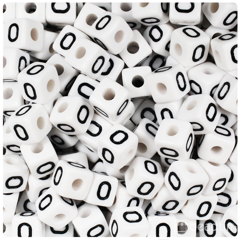 1197K073GN - 10mm Alphabet Beads - White / Green Letters - 40 Piece Pack