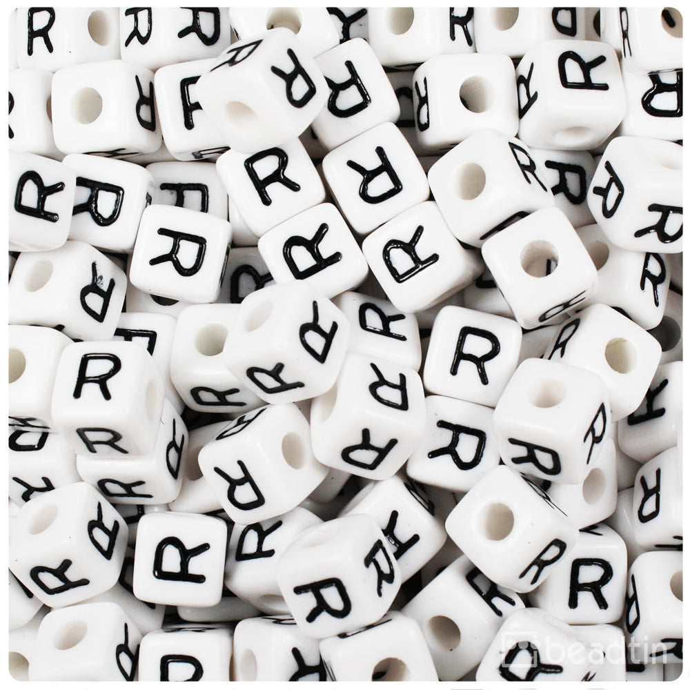 1690SV073BK – 10mm Number Beads – White / Black Letters – 1/4 Lb