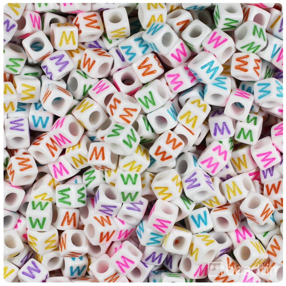 Plastic White 6mm Cube Alphabet Beads, (Horizontal) Single Letters, 10 - Pony  Bead Store
