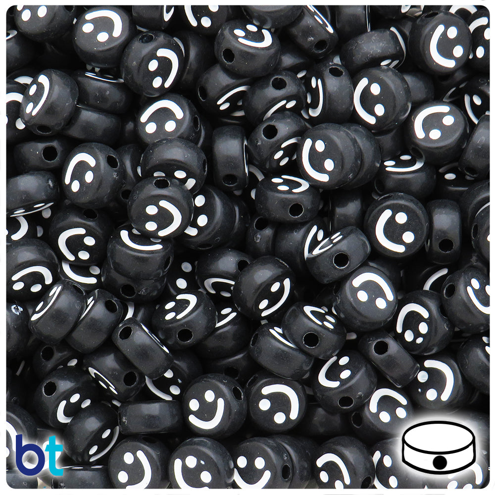 Silver Metallic 7mm Coin Alpha Beads - Black Number Mix (250pcs)