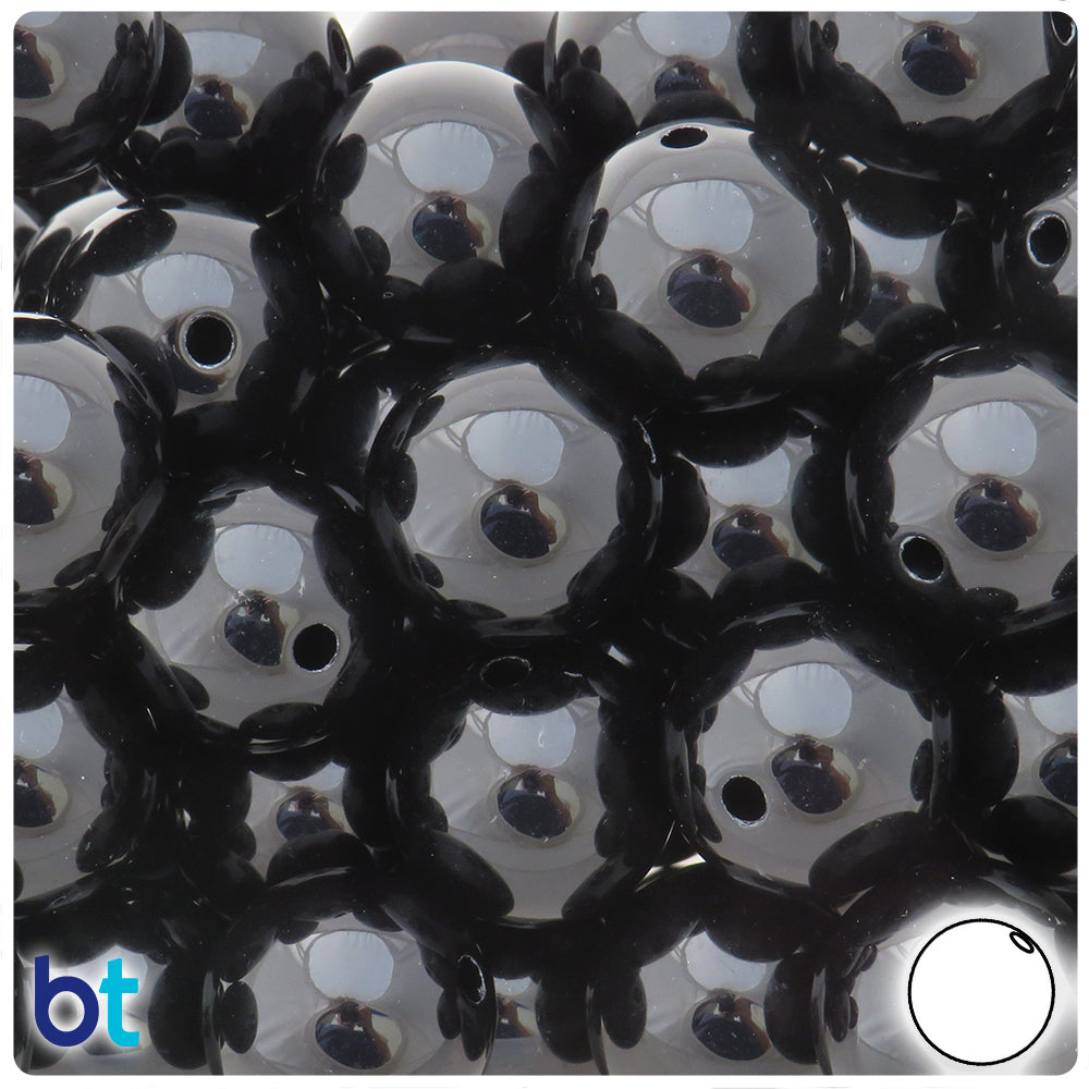 Silver Metallic 20mm Round Plastic Beads (10pcs)