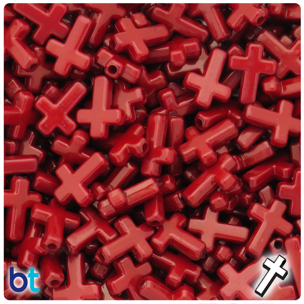 Dark Green Opaque 16mm Cross Plastic Beads (100pcs)