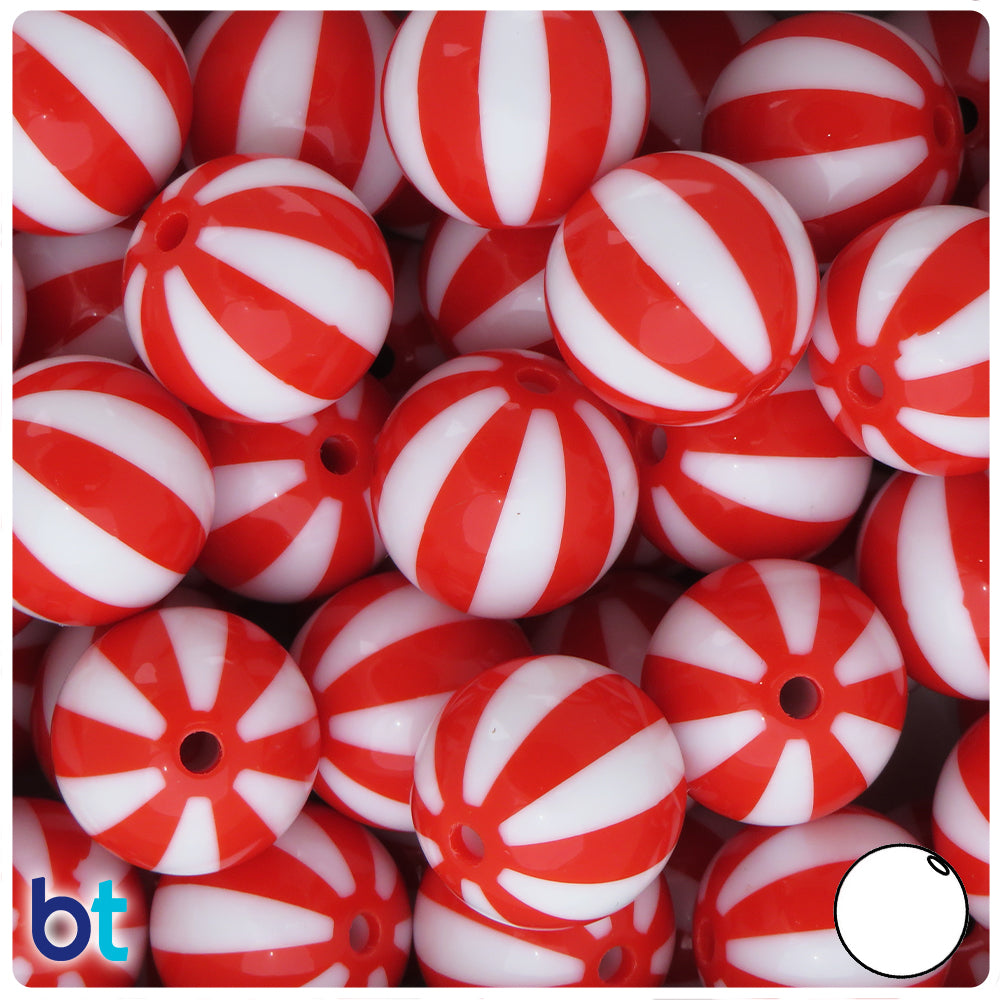 15mm Beach Ball Striped Resin Beads - 12 pc set