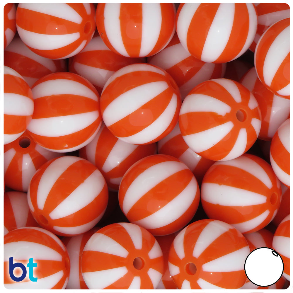 20mm Baseball Beads, White + Red