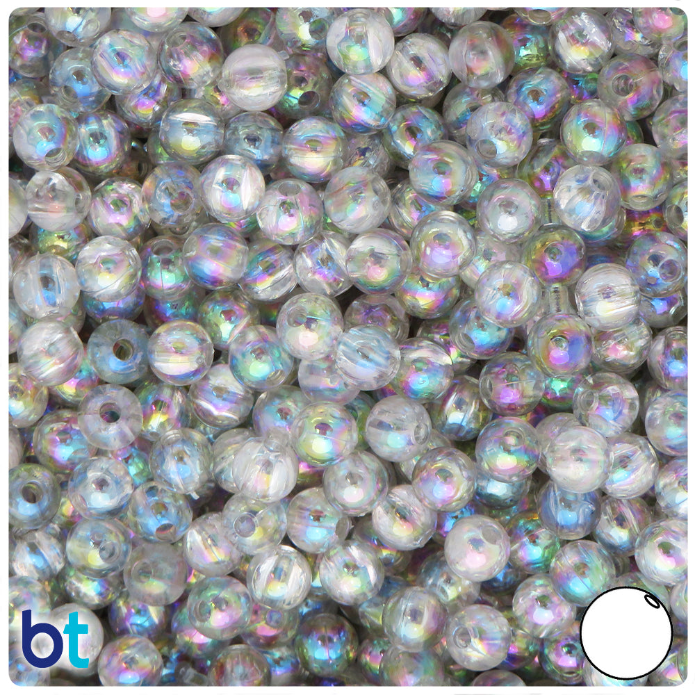 6mm Crystal/Clear AB Glass Beads-0551-34