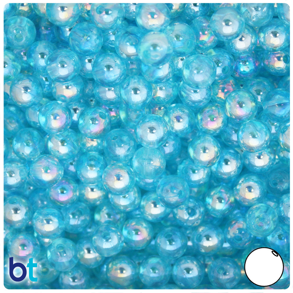 4mm Round Glass Beads - Opaque Aqua Blue AB - 120 – funkyprettybeads