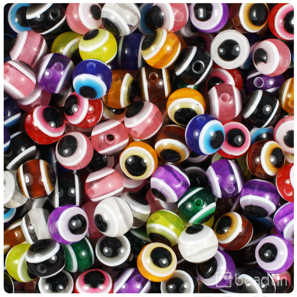 4mm Round Evil Eye Beads, Mixed Colors (15 Strand)