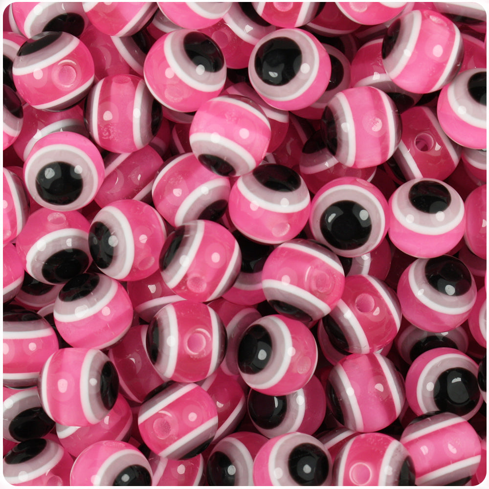 Opaque Mix 8mm Drum Resin Beads - White Stripes (100pcs)