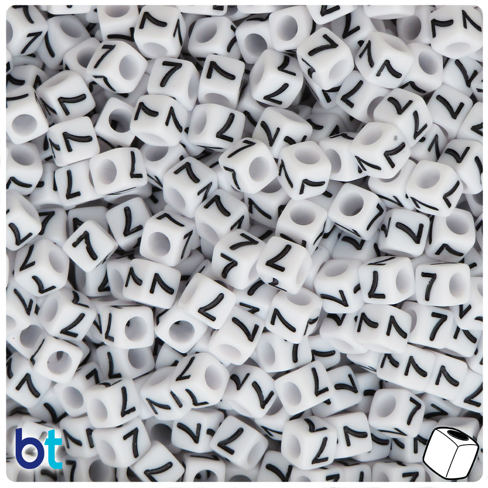 White Plastic Alphabet Letter Cube Beads 6mm Size - Pony Beads Plus