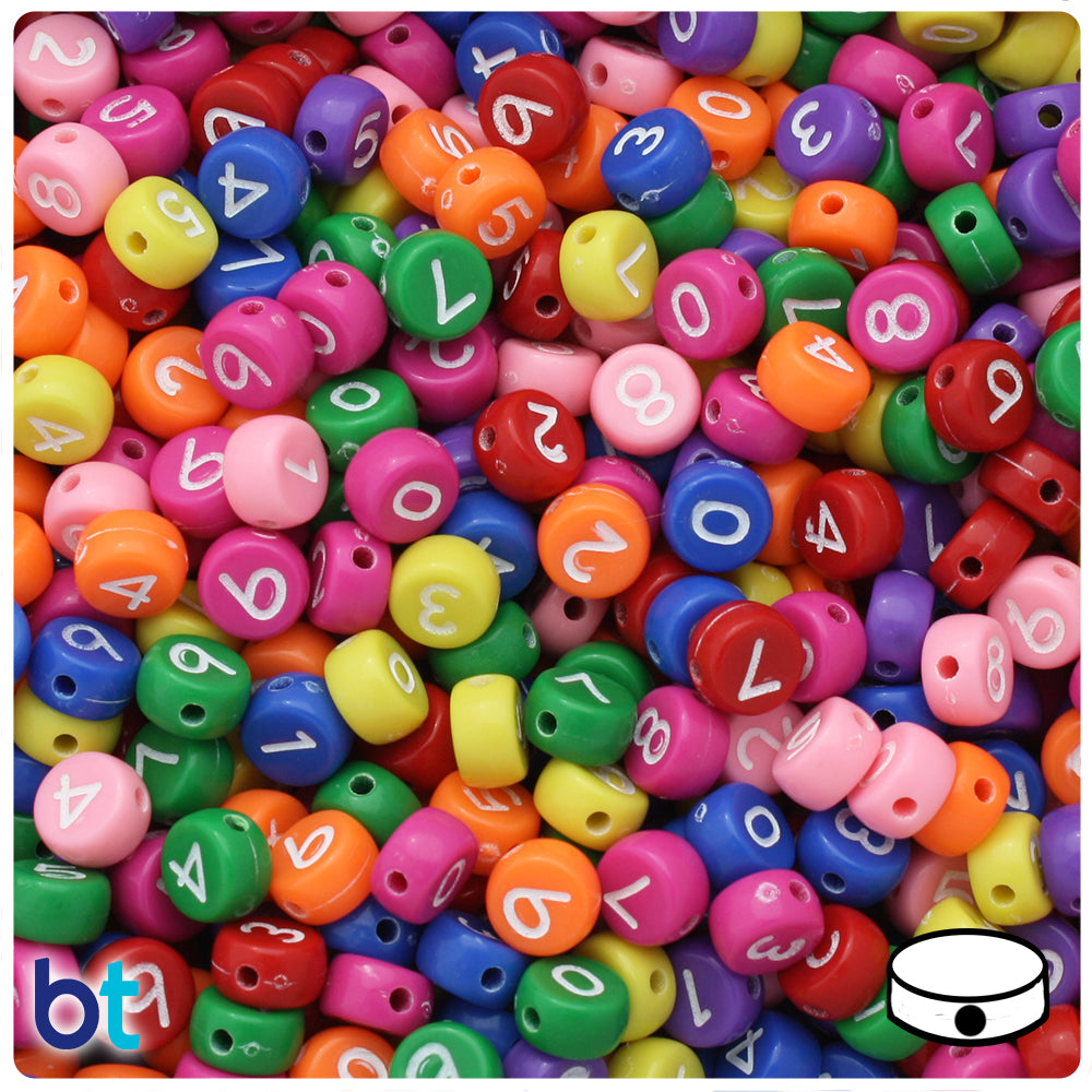 Pink Opaque 7mm Coin Alpha Beads - Black Letter Mix (250pcs)