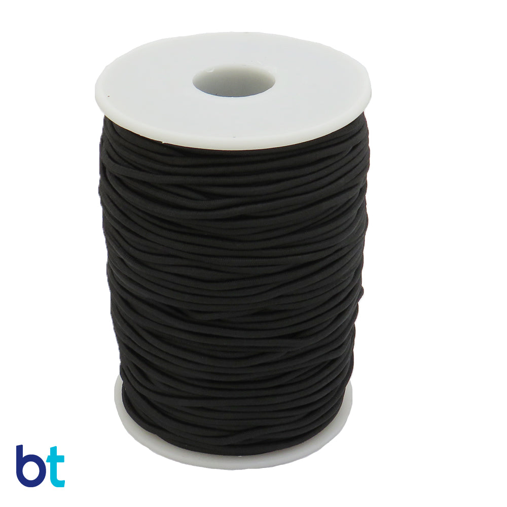 The Bead Shop 2mm Round Hat Elastic - Black - 5 Metres