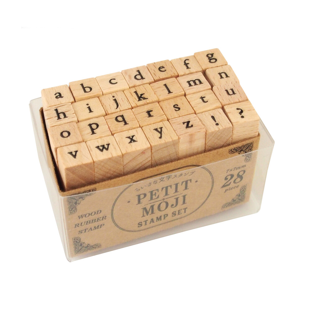 Moore: Premium Wooden Small Alphabet Stamp Set - 34 piece set of Lowercase Alphabet  Stamps with 4 Color Ink Pads - Toys 4 U