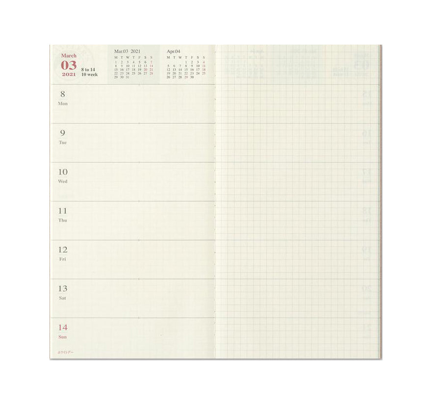 Midori Traveler S Notebook Insert Weekly Memo 21 M Lovewell