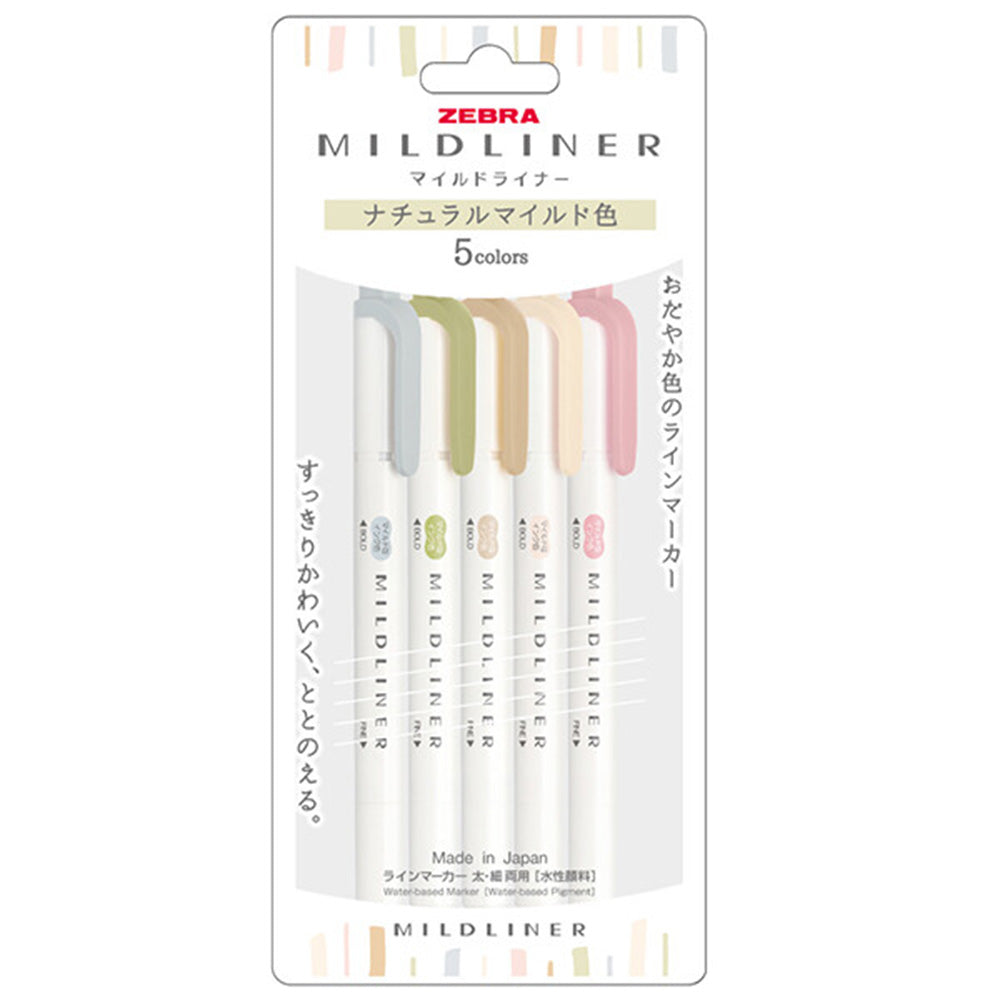 Mildliner Double-Sided Highlighter Set of 5 - Mild Pastel