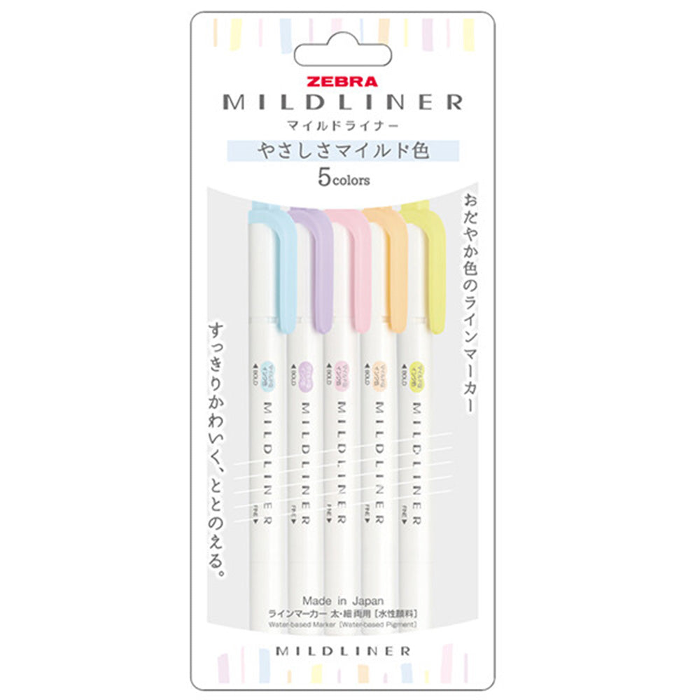 Mildliner Double-Sided Highlighter Set of 5 - Mild Pastel 