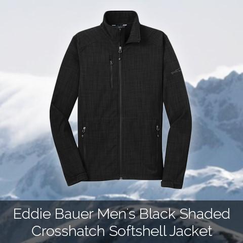 Shop the Eddie Bauer Black Shaded Crosshatch Softshell Jacket from Merchology