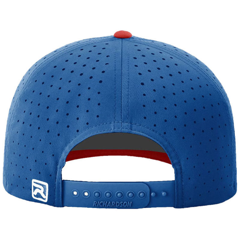 Richardson Royal/Royal/Red Laser Perf R-Flex Snapback Size:Medium/Large Easy Open Front Pockets: Ensure