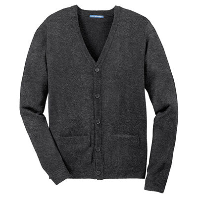 Logo Port Authority Men's Value V-Neck Cardigan Sweater with Pockets