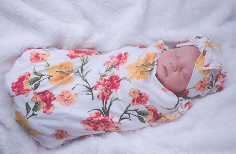 Embroidered Bam Bam White Swaddle Blanket