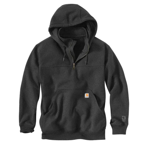 Company Logo Carhartt Men's Carbon Heather Rain Defender Paxton Heavyweight Hooded Zip Mock Sweatshirt