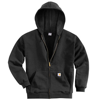 Branded Carhartt Men's Black Midweight Hooded Zip Front Sweatshirt