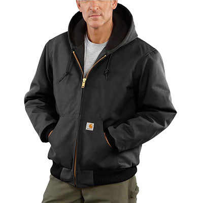 Custom Carhartt Men's Black Quilted Flannel Lined Duck Active Jacket