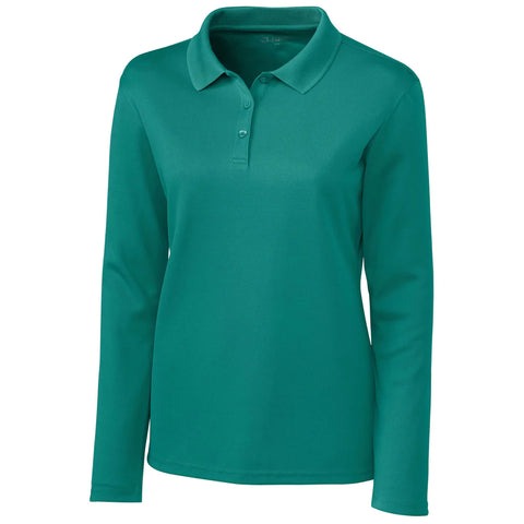 Corporate Clique Women's Teal Green Long Sleeve Spin Pique Polo