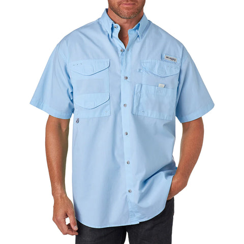 Logo-Embroidered Columbia Men's White Cap Blue Bonehead S/S Shirt