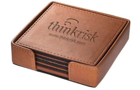 Debossed Leather Coasters with Custom Corporate Logo