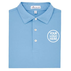 Peter Millar Men's Cottage Blue Solid Stretch Mesh Polo