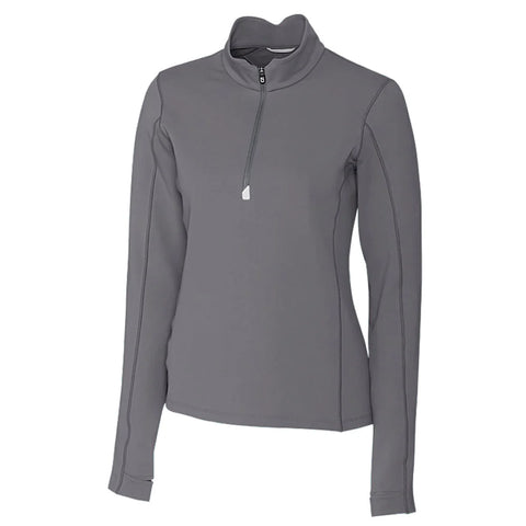 Branded Cutter & Buck Women's Elemental Grey DryTec Traverse Half-Zip