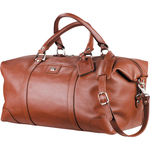 Custom Cutter & Buck Brown 19" Leather Weekender Duffel Bag