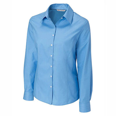 Custom Cutter & Buck Women's Light Blue Easy Care Twill Dress Shirt