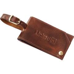 Tan Leather Debossed Custom Luggage Tag with Company Logo