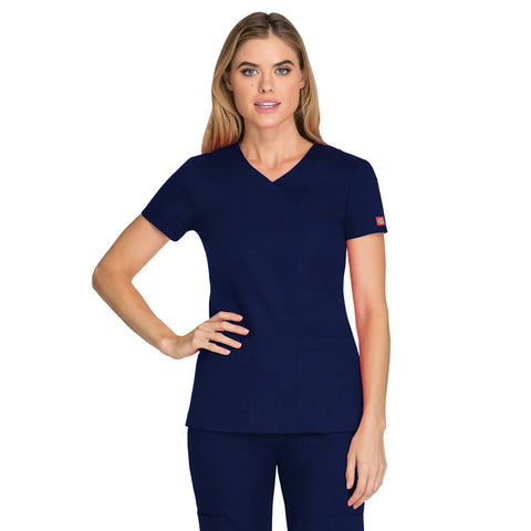 Custom Dickies Women's Navy EDS Signature V-Neck Top