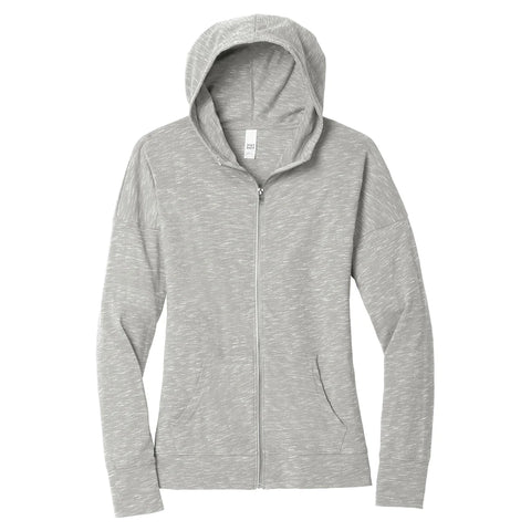 Custom District Women's Light Grey Medal Full-Zip Hoodie