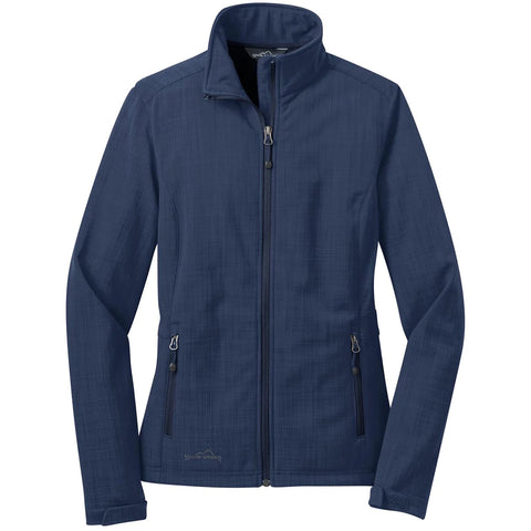 Corporate Eddie Bauer Women's Blue Shaded Crosshatch Softshell Jacket
