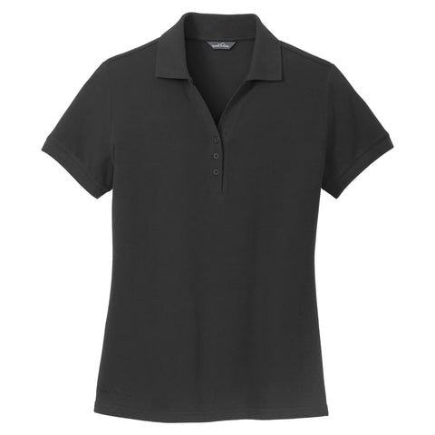 Custom Eddie Bauer Women's Black Cotton Pique Polo