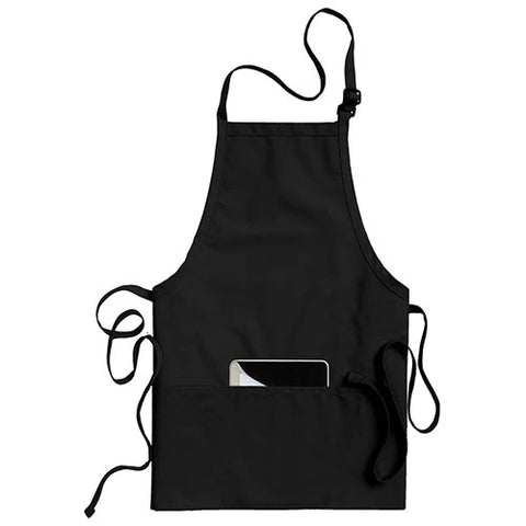 Custom Edwards Black 3-Pocket Bib Apron