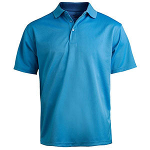 Custom Edwards Men's Marina Blue Hi-Performance Mesh Short Sleeve Polo