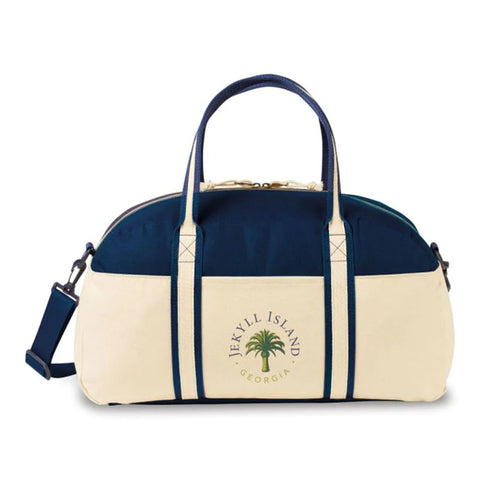 Custom Gemline Navy Nantucket Cotton Weekender Bag