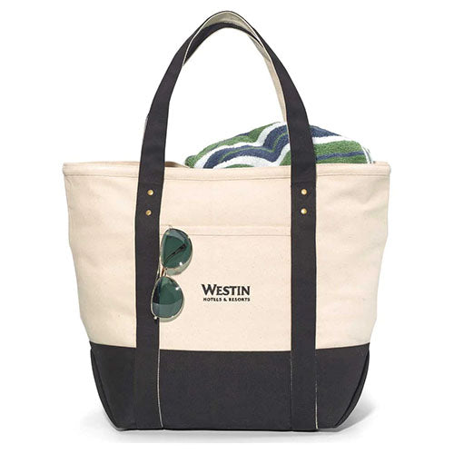 Logo-Printed Gemline Black Seaside Zippered Cotton Tote