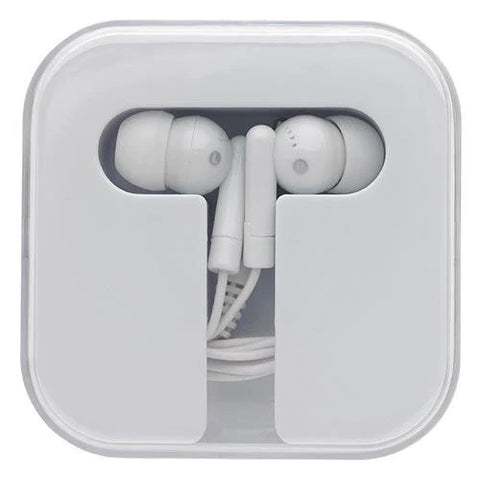 Custom Good Value White Earbuds with Carry Case