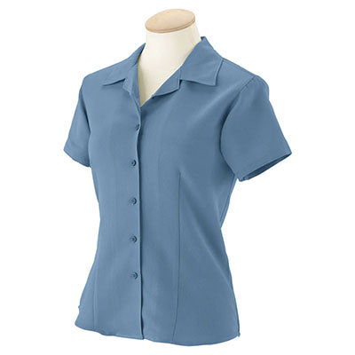 Custom Harriton Women's Cloud Blue Bahama Cord Camp Shirt
