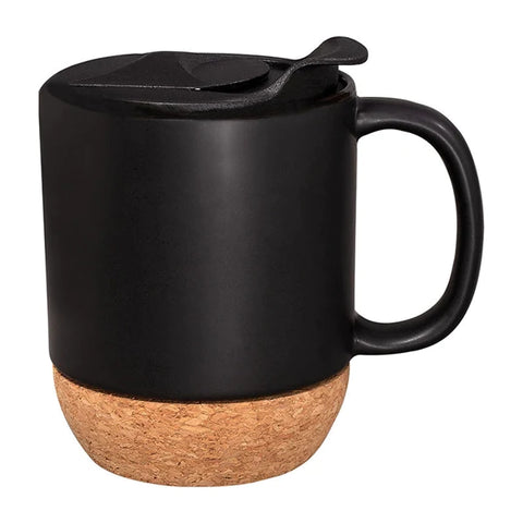 Custom Jetline Black 14 oz. Ceramic Mug with Cork Base