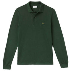 Custom Lacoste Men's Green Long Sleeve Classic Pique Polo