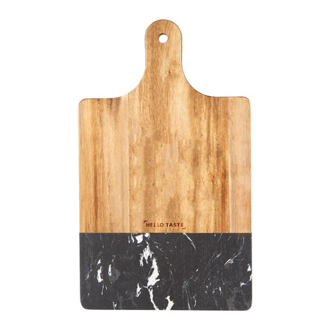 Custom Leed's Black Marble and Wood Cutting Board