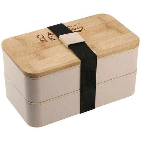 Custom Leed's Beige Stackable Bamboo Fiber Bento Box
