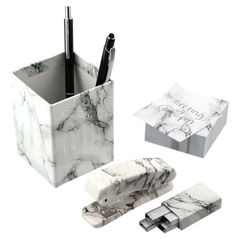 Custom Leed's Marble 4 Piece Faux Marble Desktop Set