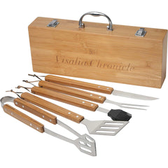 Custom Leed's Wood Grill Master 5pc Bamboo BBQ Set